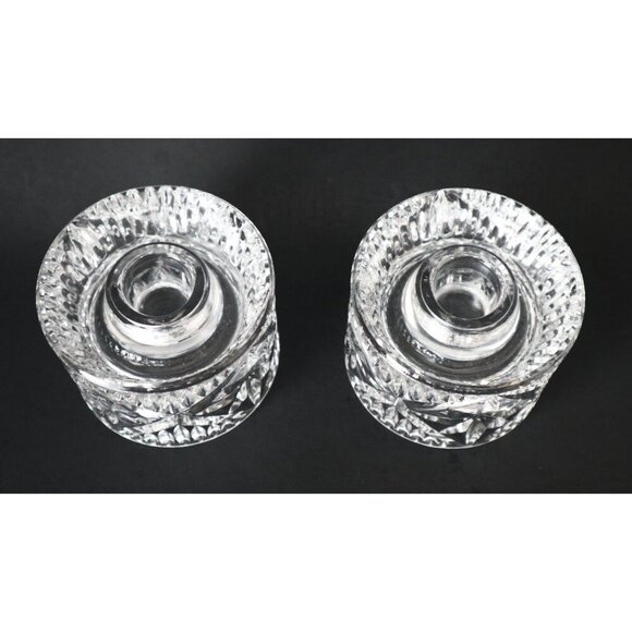 2 Vintage Glass Candlestick or Pillar Candle Holders Trinket/Pin Cup - Picture 4 of 5